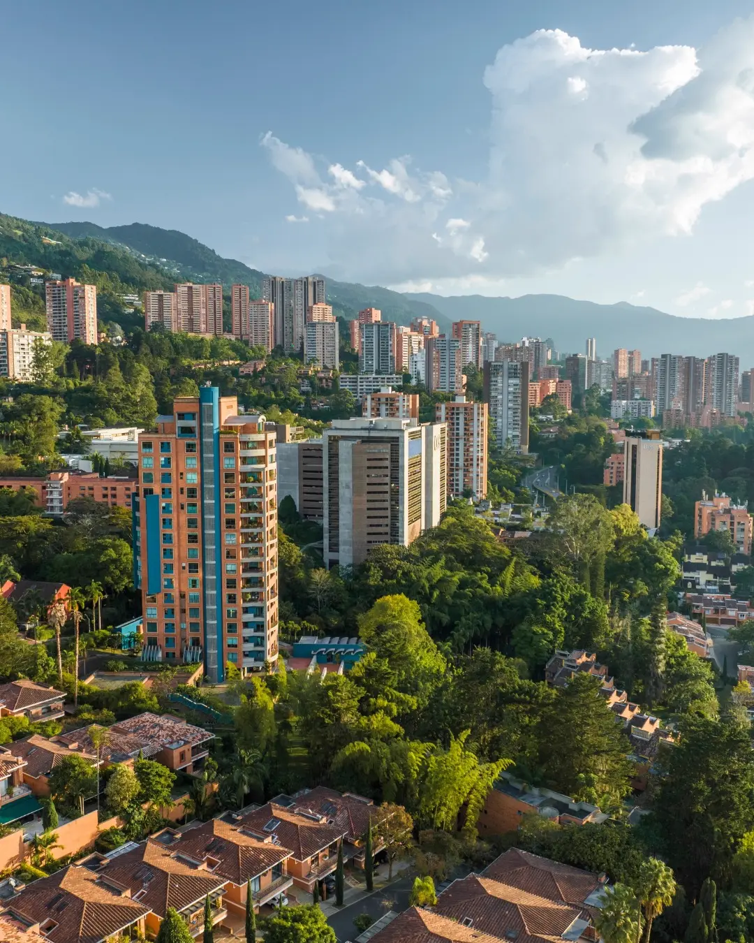 Medellín skyline at golden hour